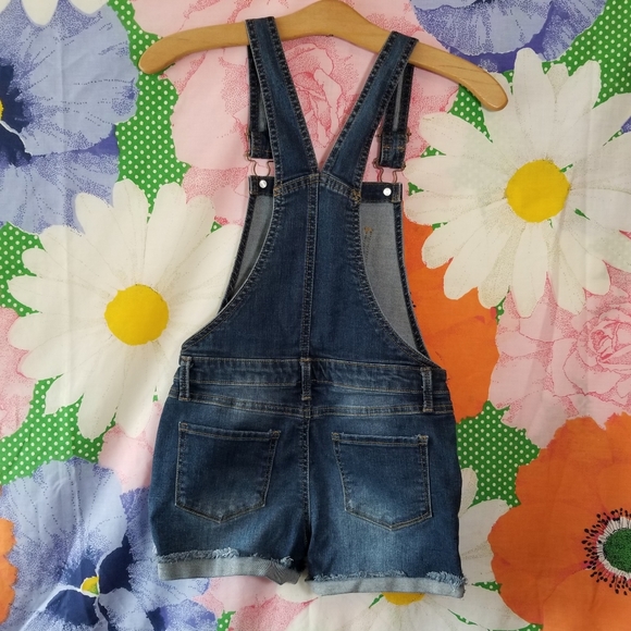 SO Kid's Size 10 Overall Shorts Dark Denim - Picture 4 of 5